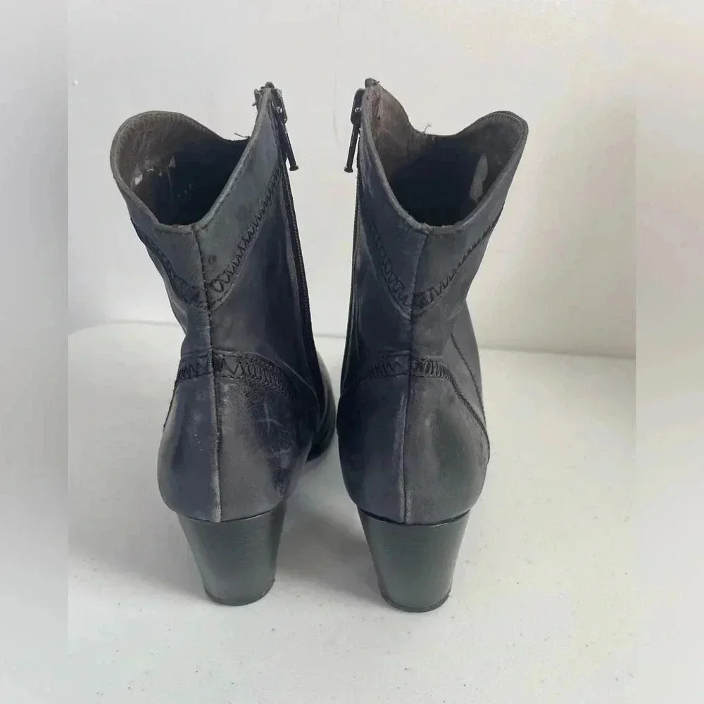 Sesto Meucci Sleek Western Zip Style Charcoal Weave Granny Ankle boots Booties 6